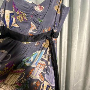 Sleeveless Purple Patterned Fit-and-Flare Dress